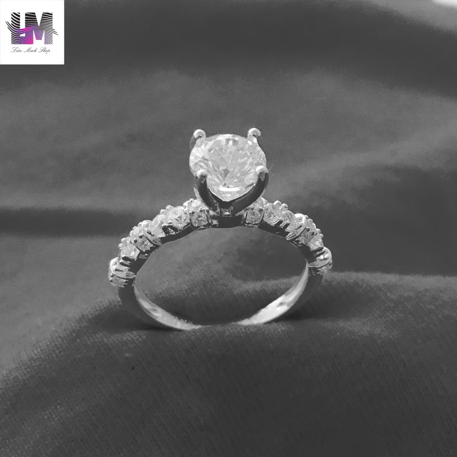 Nhẫn bạc nữ phong cách thời trang ổ cao gắn đá tròn màu trắng chất liệu 100% bạc thật không xi mạ có thể chỉnh size theo yêu cầu - LMNU55(bạc)