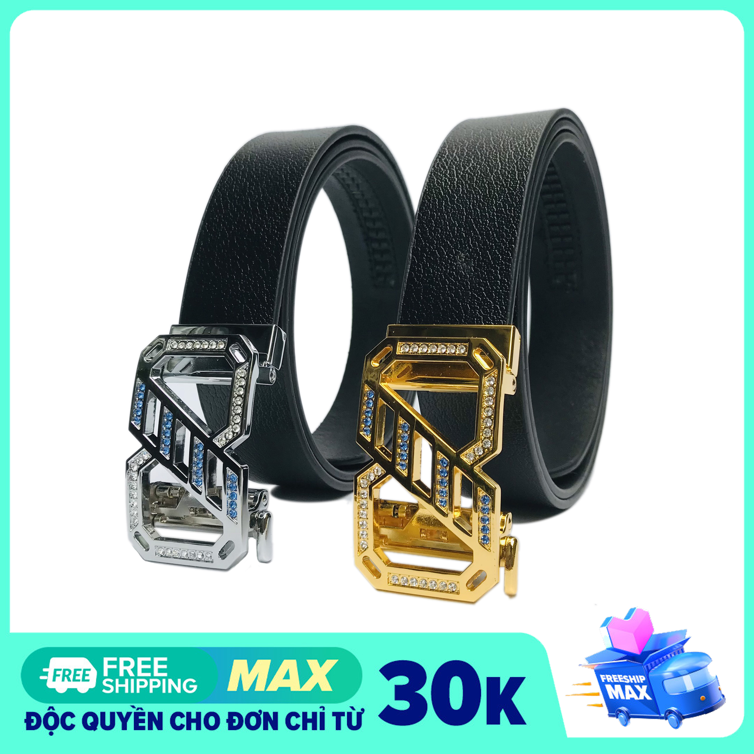 Thắt lưng nam da thật hàng hiệu / Dây lưng nam mặt đính đá, Dây nịt nam siêu đẹp