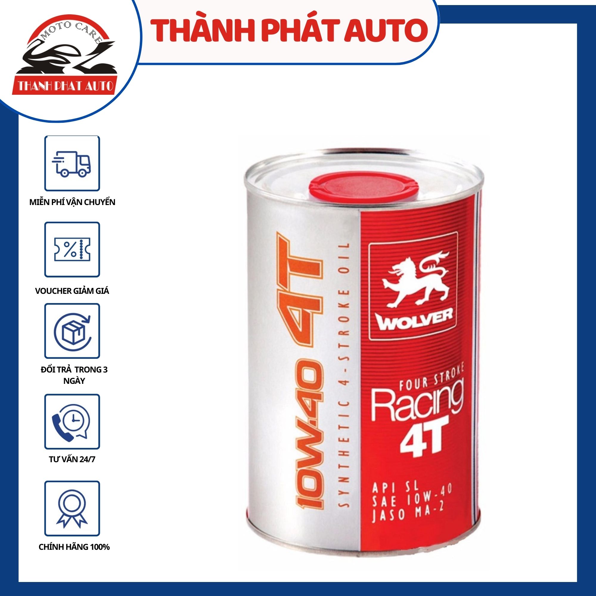 [HCM]Nhớt Wolver Racing 4T 10W40 1 Lit công nghệ tổng hợp API SL Jaso MA2 chuyên dùng cho xe tay ga và xe máy đời mới êm xe nhẹ máy