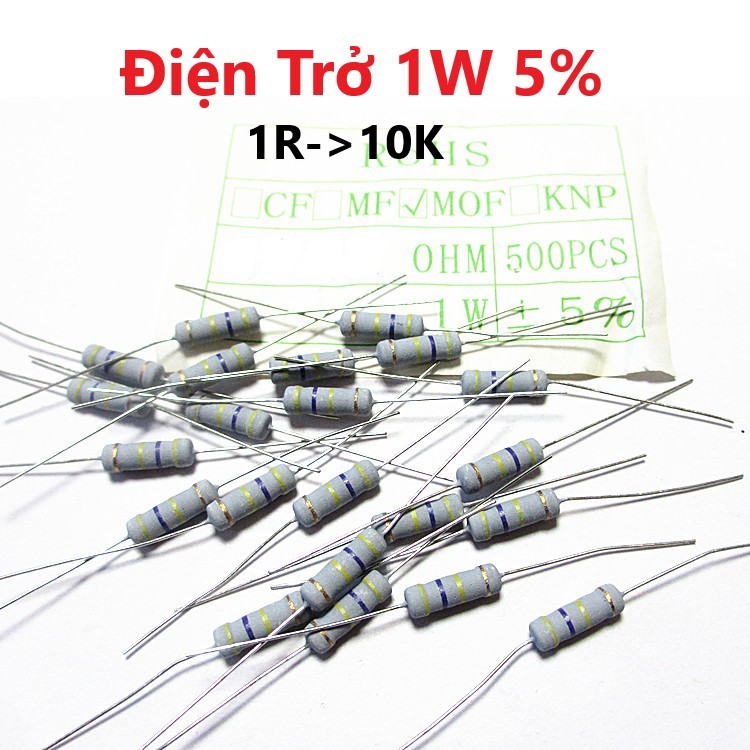 Điện trở 1w sai số 5% từ 1r đến 10k