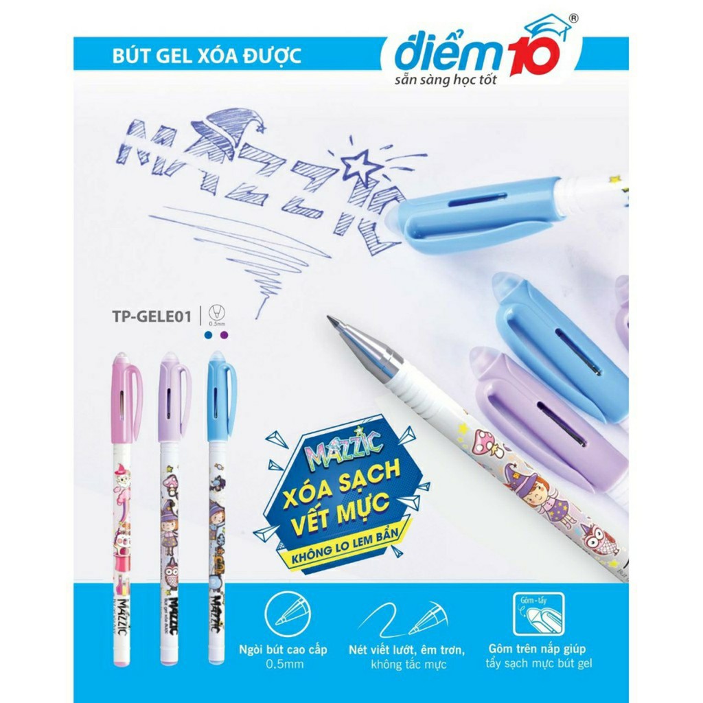 Combo 5 bút gel xóa được thiên long Mazzic TP-GELE01 - mực tím