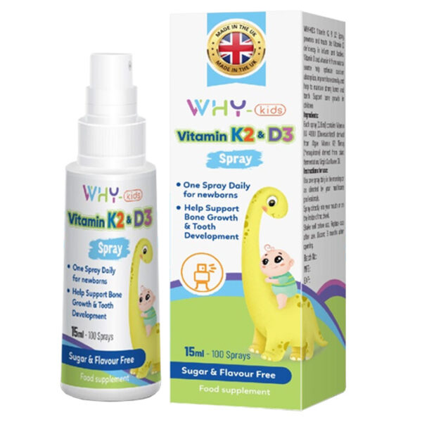 Why Kids Vitamin K2 & D3 Spray bổ sung Vitamin D3 và Vitamin K2  Hộp 1 lọ