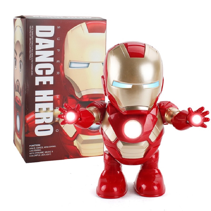 Đồ chơi siêu nhân iron man loại đắt - mở mặt + nhảy theo nhạc + có đèn led nhấp nháy rất đẹp