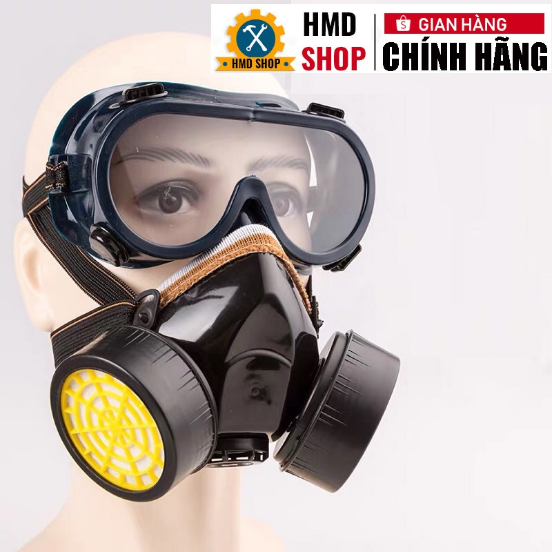 Mặt nạ phòng độc - chống khói có kính - hỗ trợ phun thuốc trừ sâu