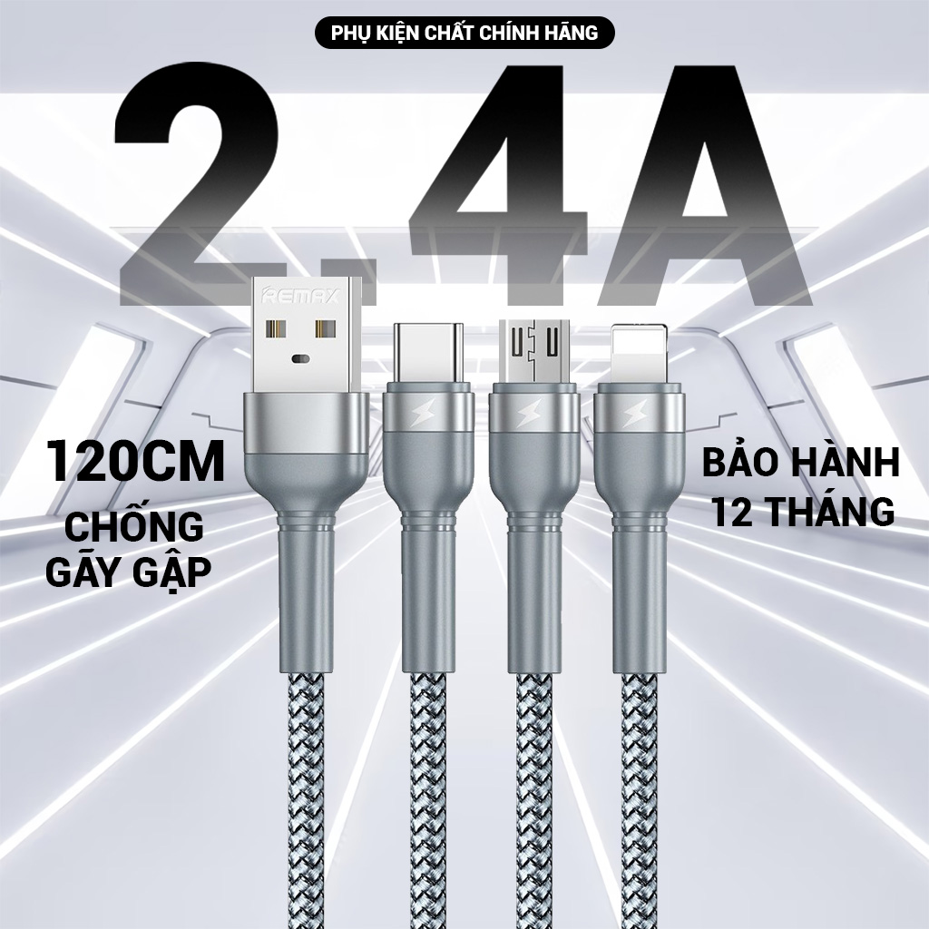Cáp sạc nhanh lightning remax rc-124i chống đứt gẫy - sạc nhanh 2.4a - chính hãng remax bảo hành 12 tháng