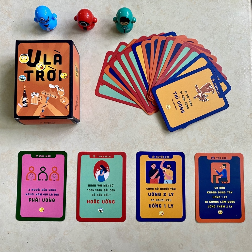 ❅ ̅ Bộ bài drinking game nốc out thẻ bài huệ uống thử thách cùng bạn bè cho nhóm cặp đôi 100 lá U Là Trời Temo Toys