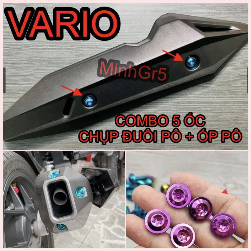 Combo 5 ốc titan gr5 chụp đuôi pô+ốp pô vario