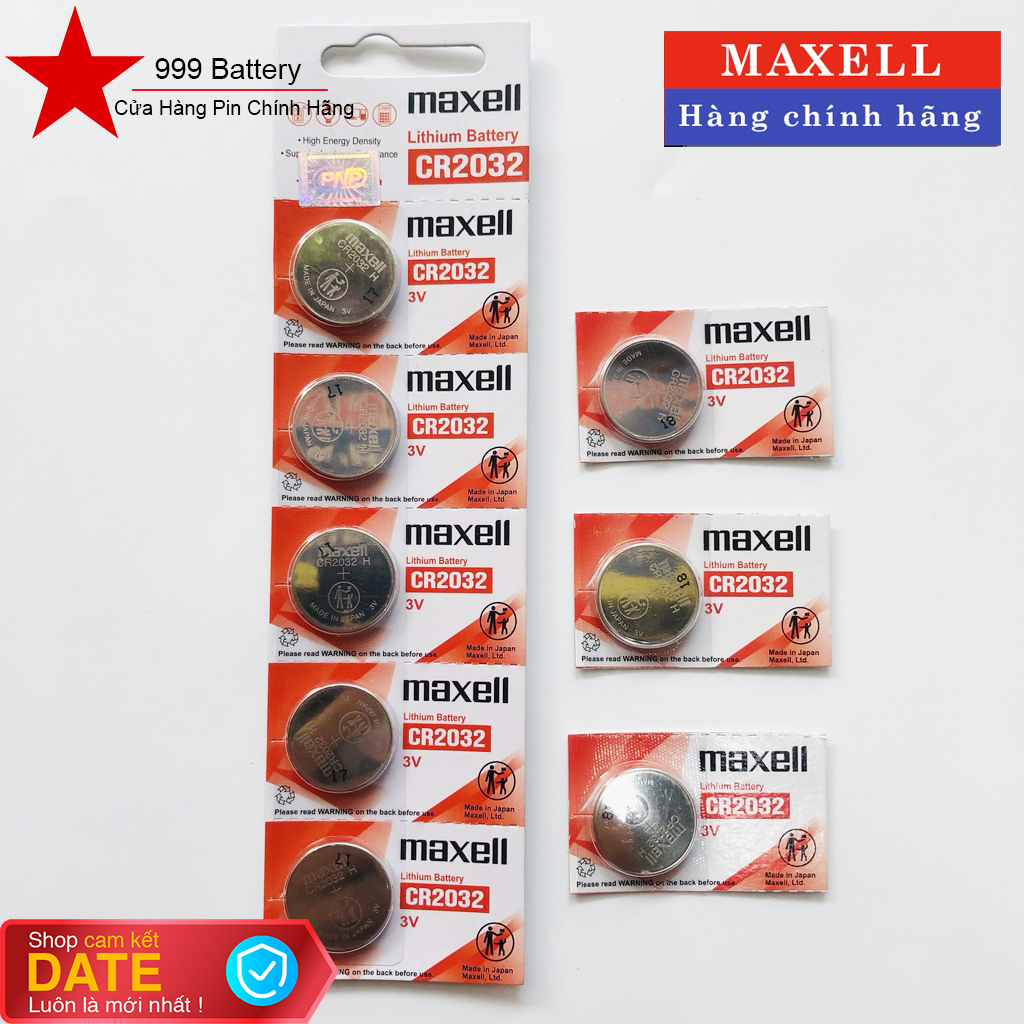 Combo 5 viên pin Cr2032, pin Cmos Maxell lithium 3V