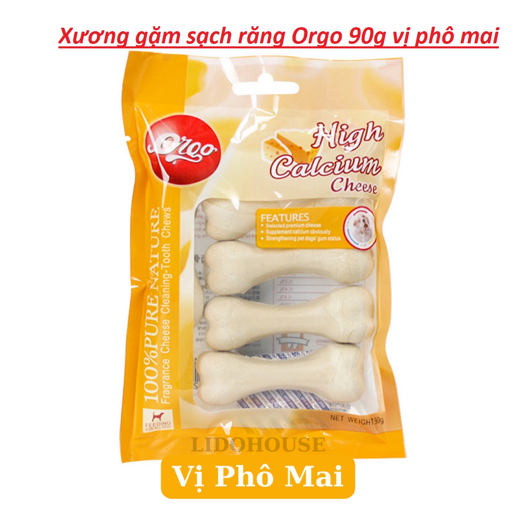 Bánh xương orgo cho chó bổ sung canxi & sạch răng vị phô mai 90g