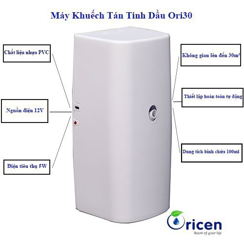 Máy khuếch tán tinh dầu Oricen Ori30 - phun tự động, hẹn giờ, 1 tháng châm tinh dầu 1 lần