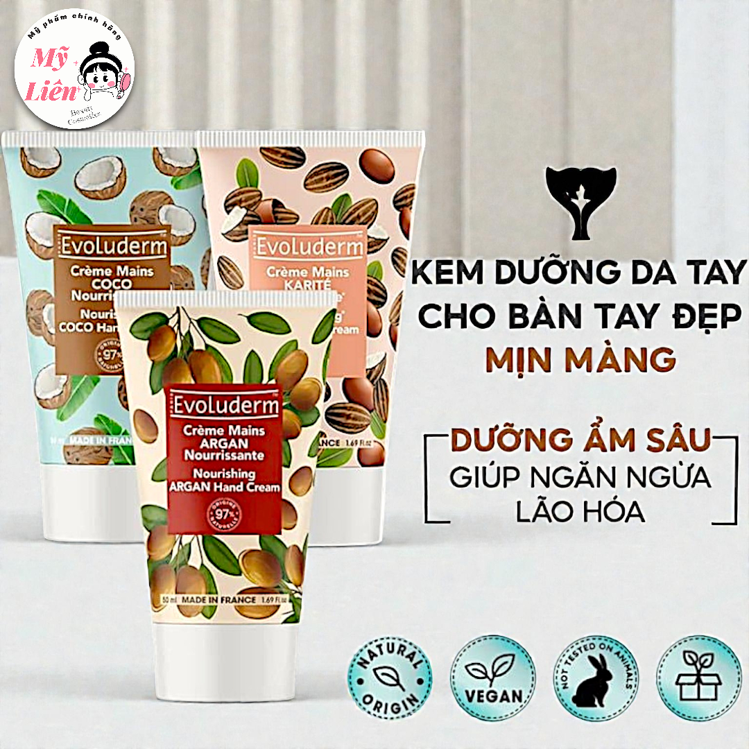 Kem Dưỡng Da Tay Evoluderm PHÁP 50ml - Dưỡng Ẩm Giảm Nếp Nhăn Chống Lão Hóa