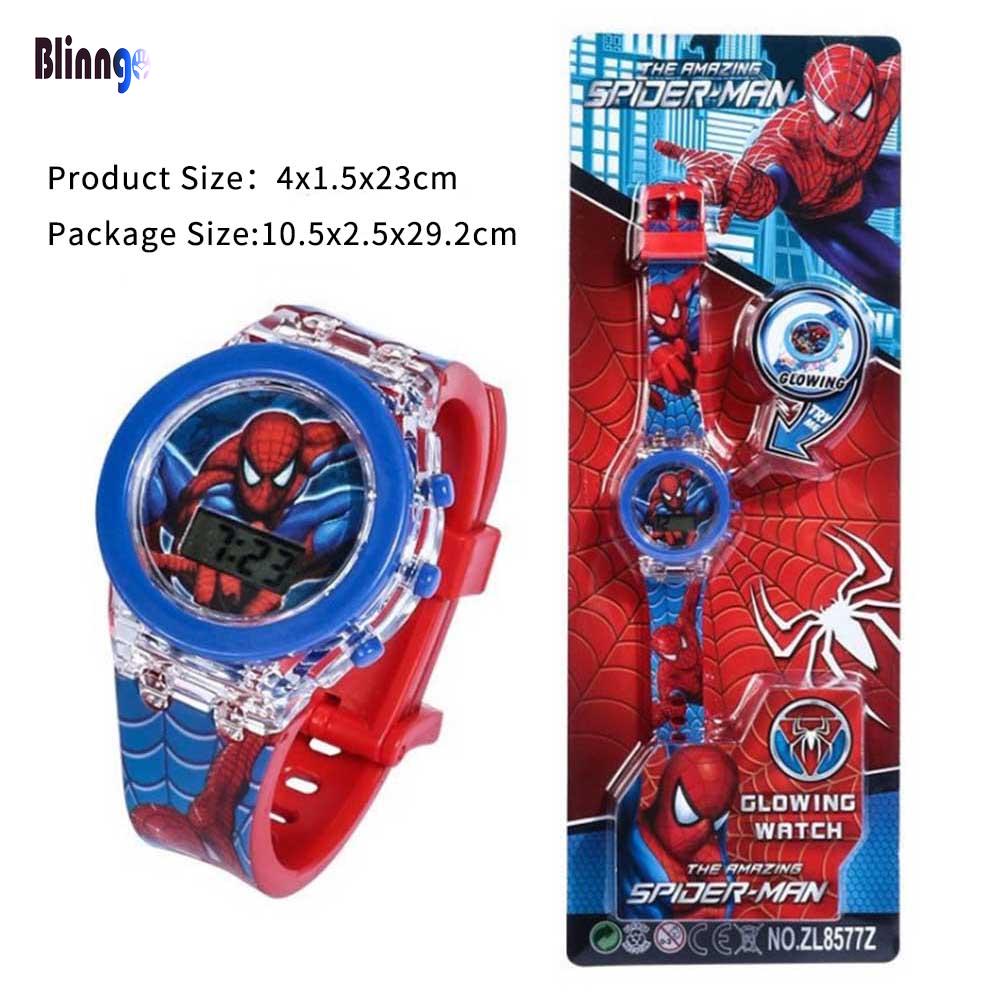 Spider Man Siêu anh hùng Đồng hồ thể thao dành cho trẻ em Đồng hồ kỹ thuật số silicone