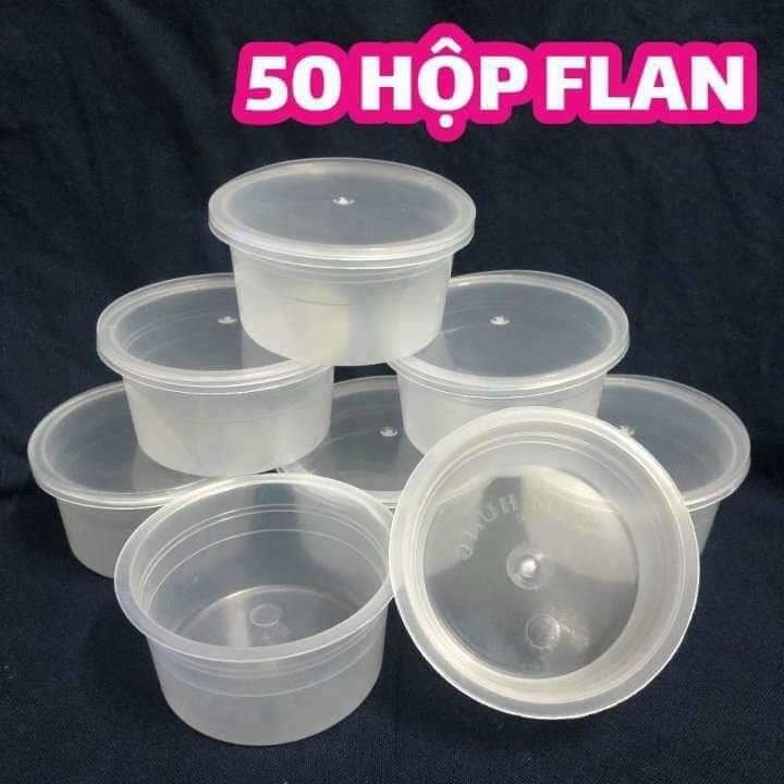 Combo 10 - 20 - 50 Hộp nhựa làm caramen hình tròn có nắp size lớn Việt Nhật, Hộp làm bánh flan, sữa chua, thạch
