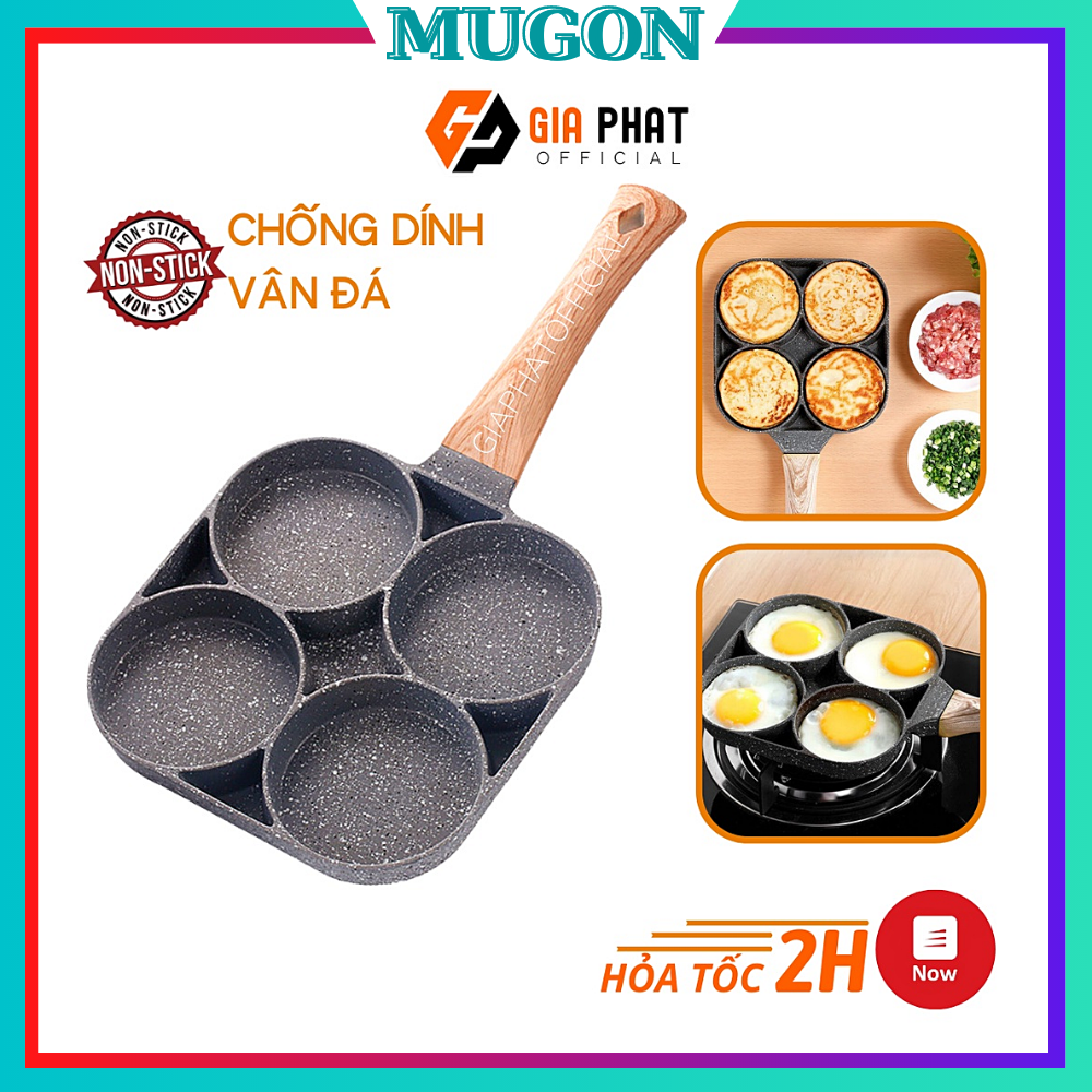 Khuôn chảo chiên rán trứng làm bánh 4 ngăn 4 lỗ chống dính