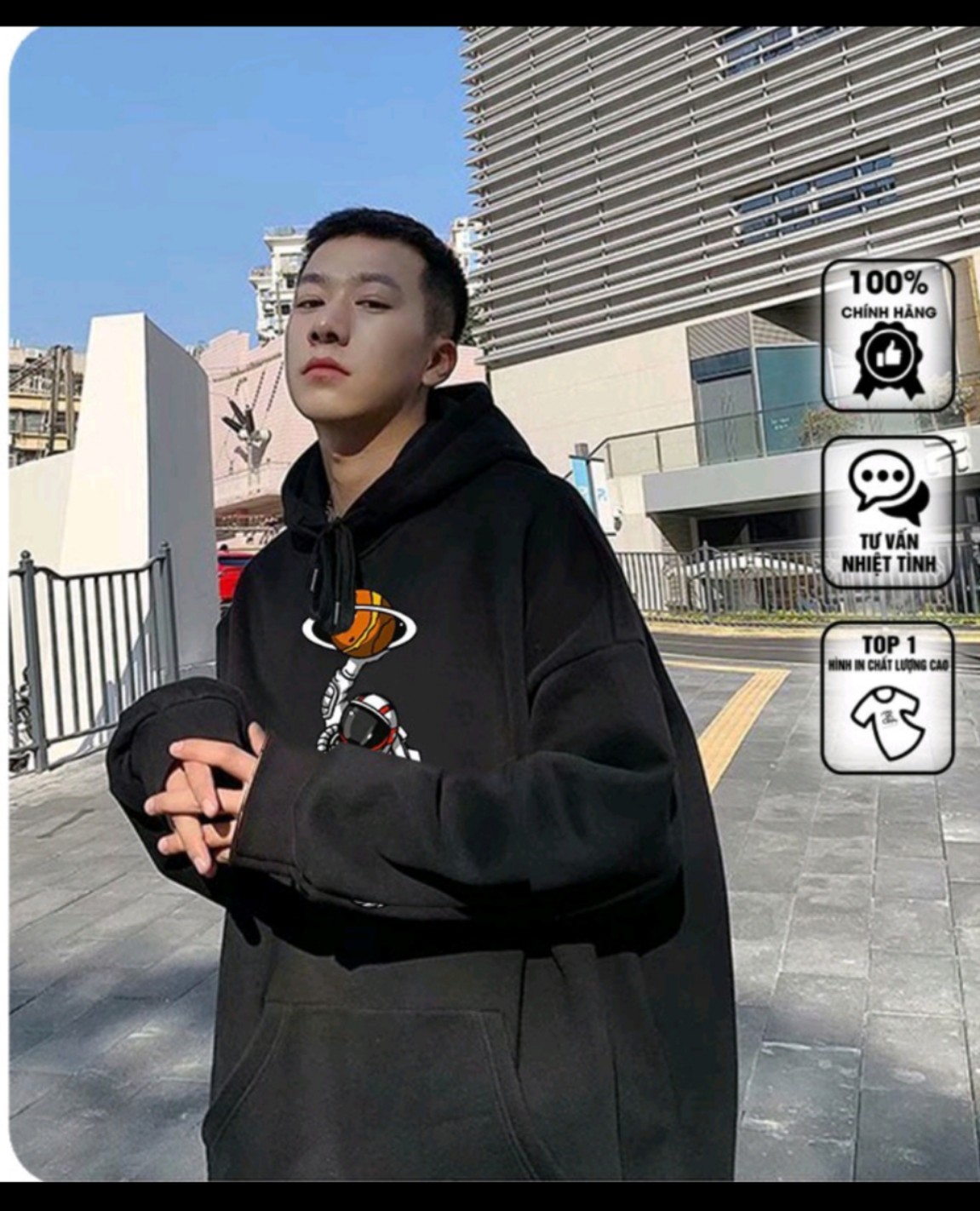 Áo hoodie nam nữ người máy ném bóng siêu hot