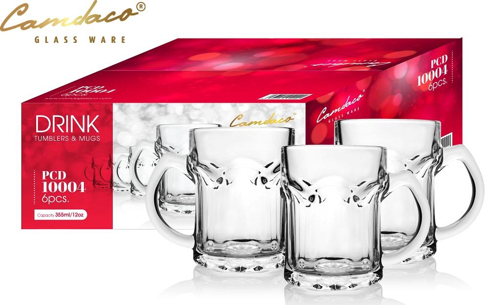 Bộ 12 Ly Cốc Thủy Tinh 332 Uống Bia Có Quai 355ML CAMDACO GLASS WARE PCD10004