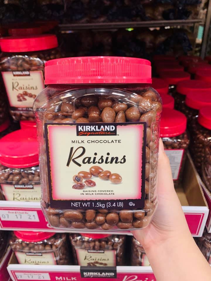 Chocolate Sữa Bọc Nho Khô KIRKLAND MILK CHOCOLATE RAISINS 1.53kg