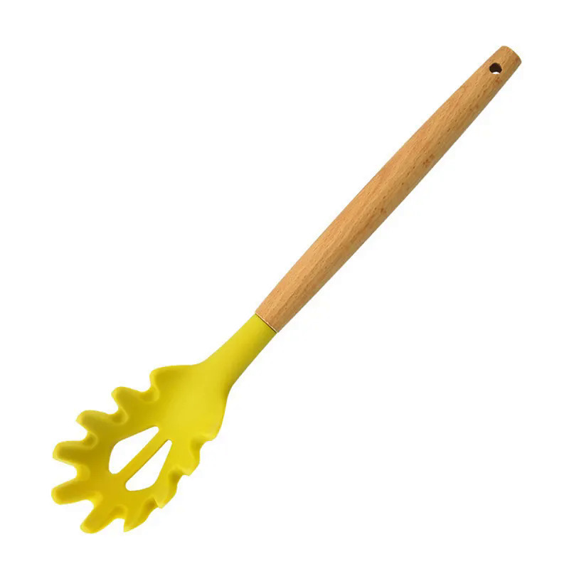 Silicone mì Scoop Spaghetti lấy muỗng mì ống ngã ba mì phục vụ lọc mì khe bếp Claw muỗng muỗng thép