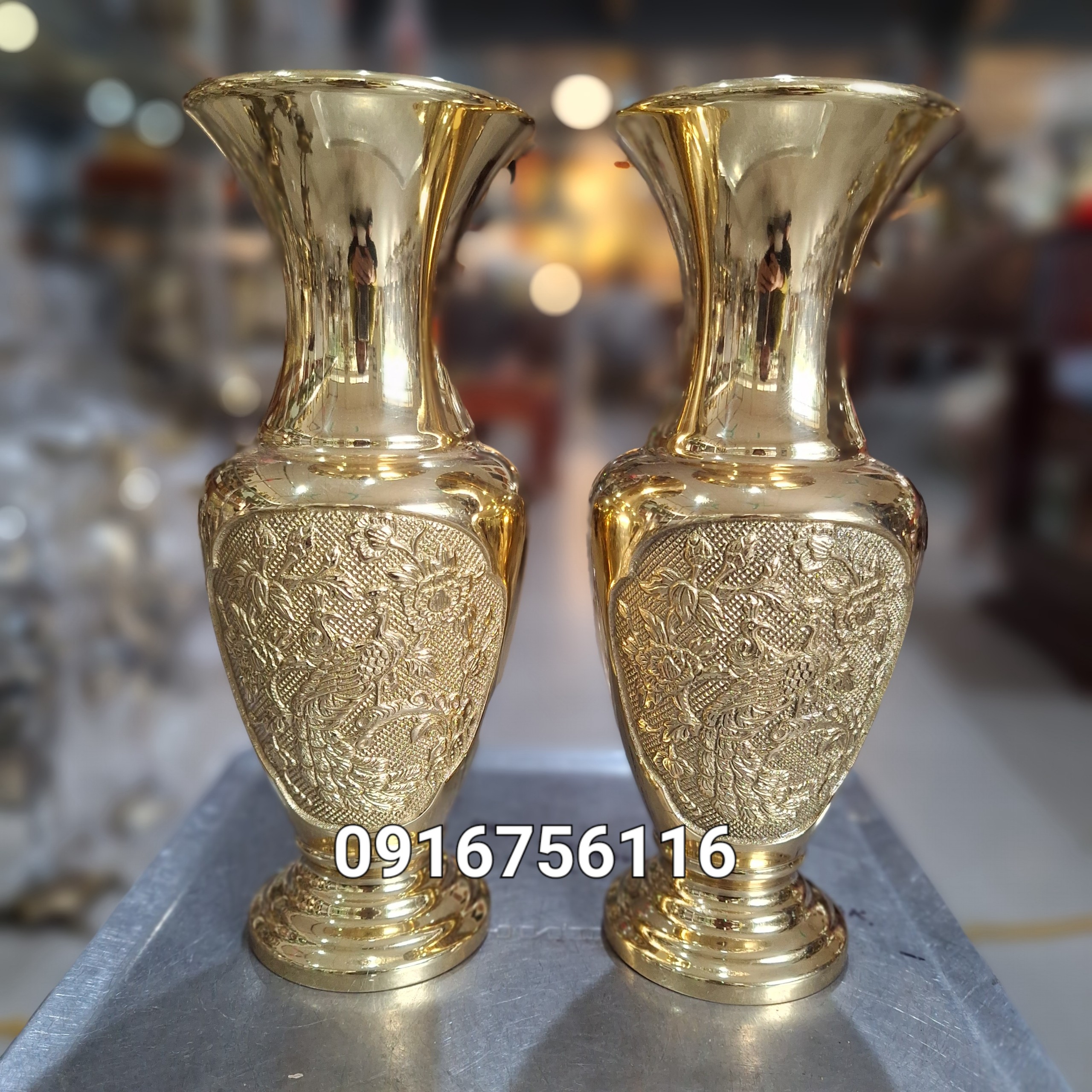 [Freeship extra]Lọ hoa đồng vàng, lục bình đồng, bình bông đồng vàng