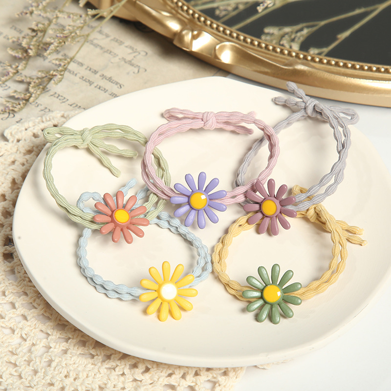Set 10 dây buộc tóc hoa cúc nhiều màu hot trend, dây thun cột tóc nữ hoa cúc xinh xắn