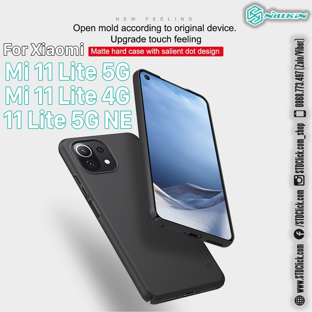 Ốp lưng xiaomi mi 11 lite 5g - mi 11 lite 4g - 11 lite 5g ne nillkin nhựa cứng sần chính hãng
