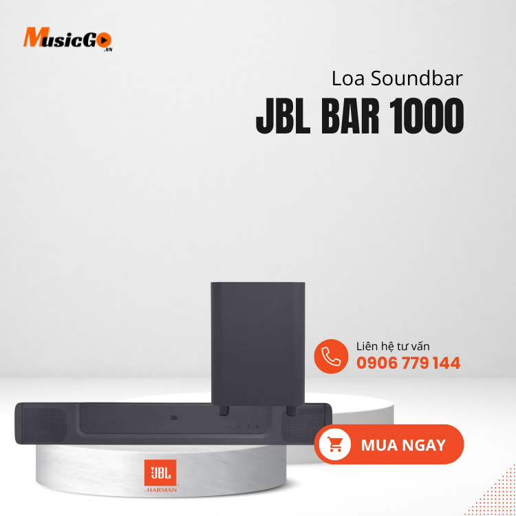 Loa Soundbar JBL Bar 1000 | Cấu hình 7.1.4 và có tổng công suất lên tới 880W | Âm thanh vòm 3D Dolby Atmos và DTS