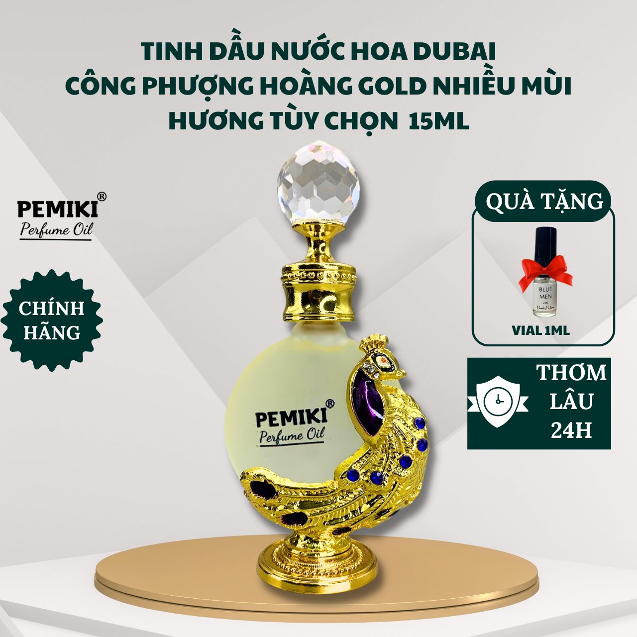 Nước hoa tinh dầu dubai nước hoa nữ nước hoa nam mẫu công vàng 15ml nguyên chất thơm lâu 24h