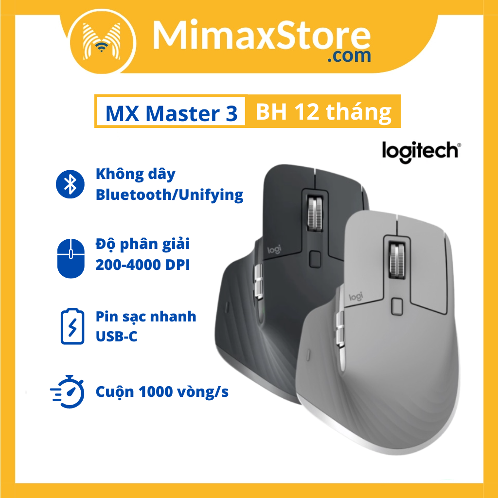 Chuột không dây bluetooth logitech mx master 3 / mx master 3 for mac | hàng chính hãng | bảo hành 12 tháng | mimax store