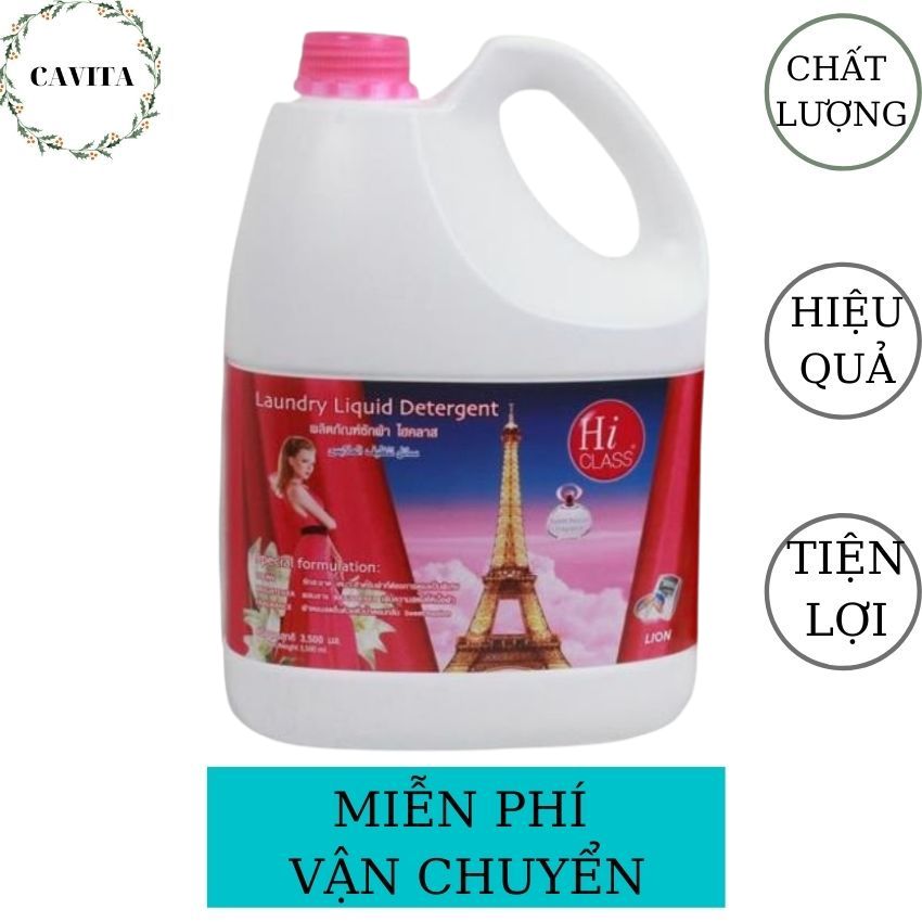 [FREESHIP] Nước Giặt Quần Áo Hiclass Thái Lan CAVITA giúp quần áo thơm mát suốt ngày dài, mềm vải, sạch khuẩn-3500ml (Màu Hồng)