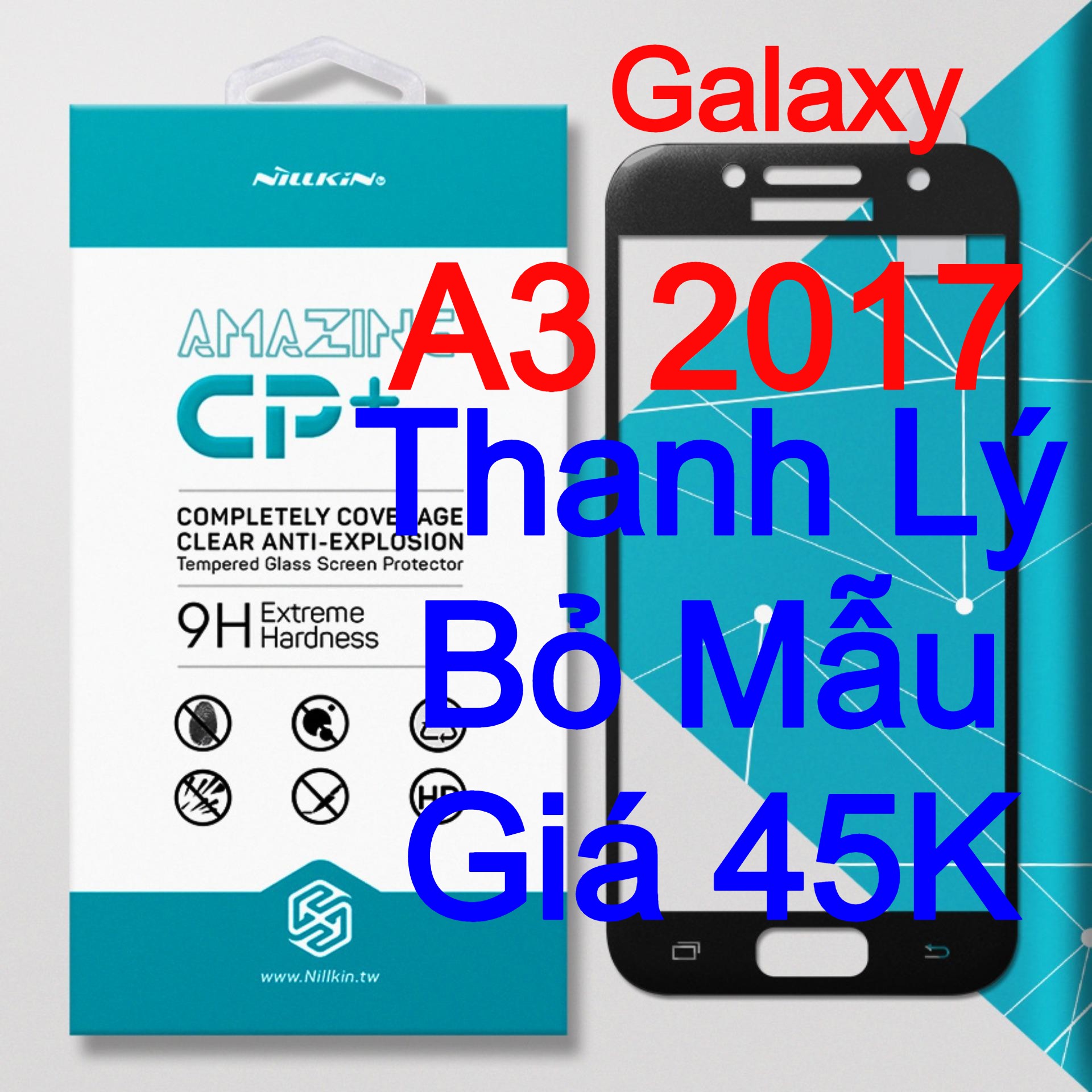 Kính cường lực Samsung Galaxy A3 2017 hiệu Nillkin.tw Full keo Full MH