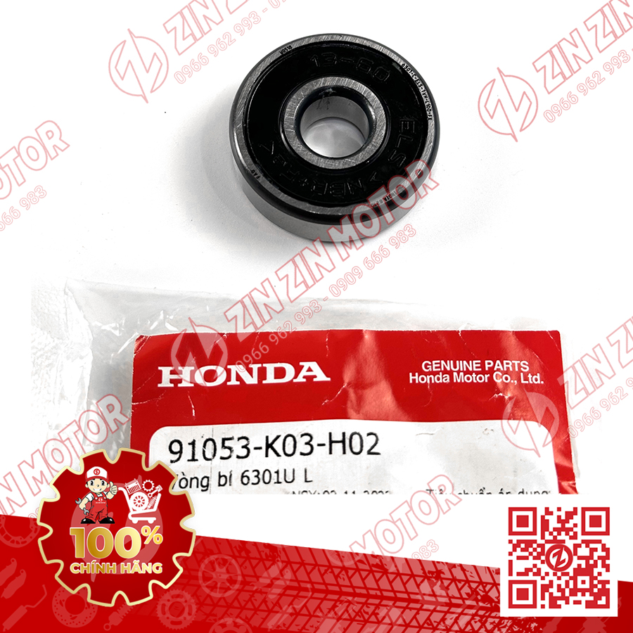 Vòng Bi 6301U L, Bạc Đạn Bánh Sau Phải Wave 125i Led 2018 - 2024+, Wave 125i Thái 2016 2017 91053-K03-H02 - ZZM