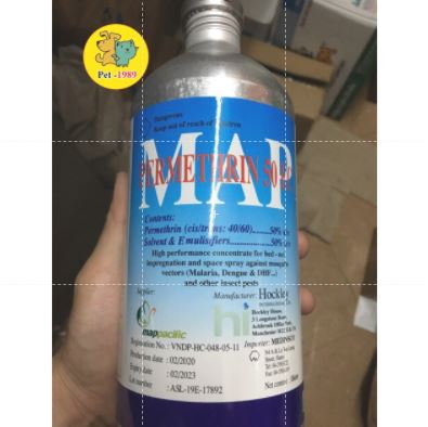 Thuốc diệt muỗi, con trùng permethrin 50ec chai nhựa 1l . pet-1989