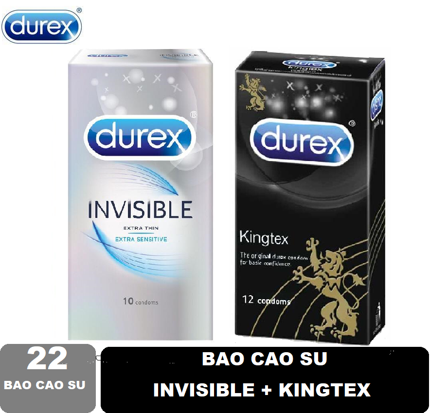[HCM][02 Hộp] Bao Cao Su Durex Kingtex size cỡ nhỏ + Durex Invisible Extra Thin cực siêu mỏng