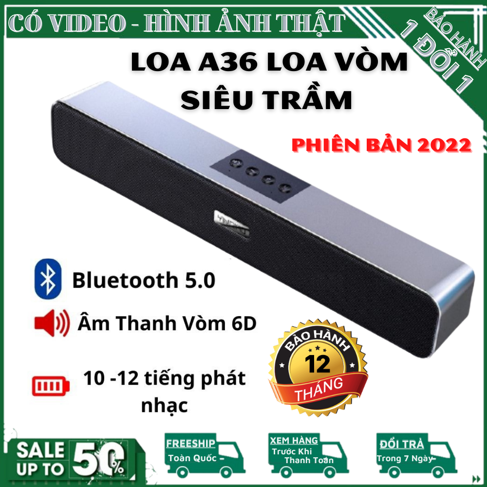 Loa Bluetooth A36 Cao Cấp Siêu Bass, Loa A36 Âm Thanh Vòm Có Hỗ Trợ Khe Cắm Thẻ Nhớ - Ngẫu Nhiên - Bảo Hành 12 Tháng , loa bluetooth mini giá rẻ , loa bluetooth am thanh lon , loa bluetooth mini