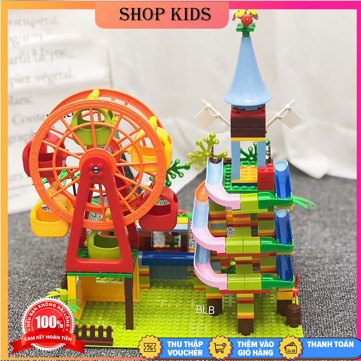 Đồ Chơi Xếp Hình Đồ Chơi Lego Có Hình Tháp Cầu Trượt Kèm Vòng Xoay Mặt Trời 469 Chi Tiết Tamankids món quà ý nghĩa dành cho bé yêu