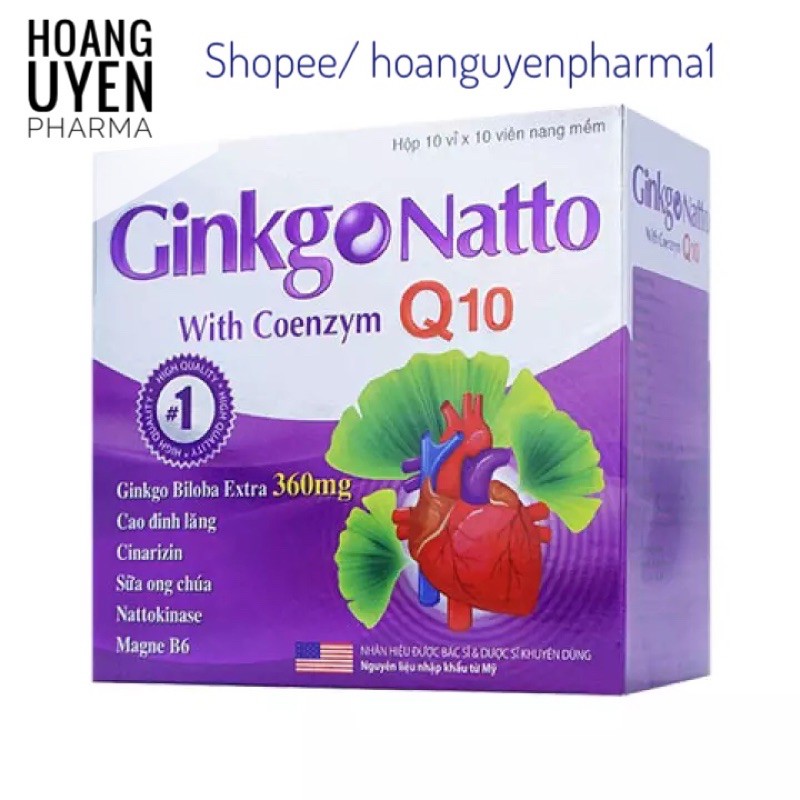 Viên dưỡng não Ginkgo natto 360mg with Coenzym Q10 - Hộp 100 viên
