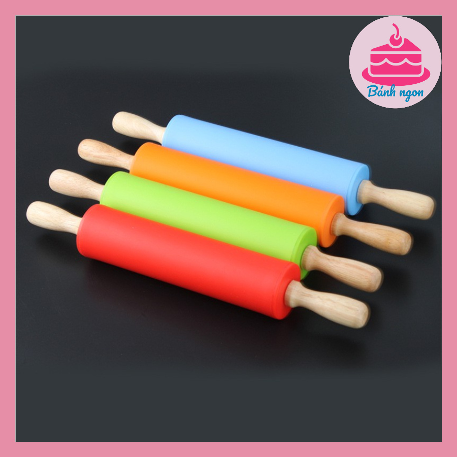 Cán Lăn Bột Silicon Chống DínhCây Lăn Bột Trục Xoay Rolling Pin Pastry Mat 30cm