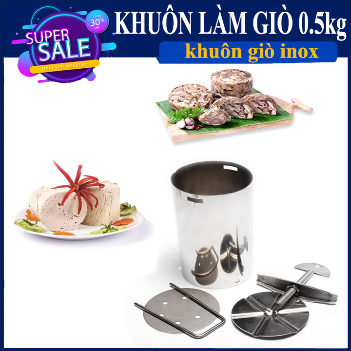 [BÁN CHẠY] Khuôn làm giò thủ bằng inox 1kg, 2kg - khuôn làm giò xào bằng inox (Bạc) - dụng cụ ép giò thủ - khuôn ép giò tai - khuôn giò tai Inox