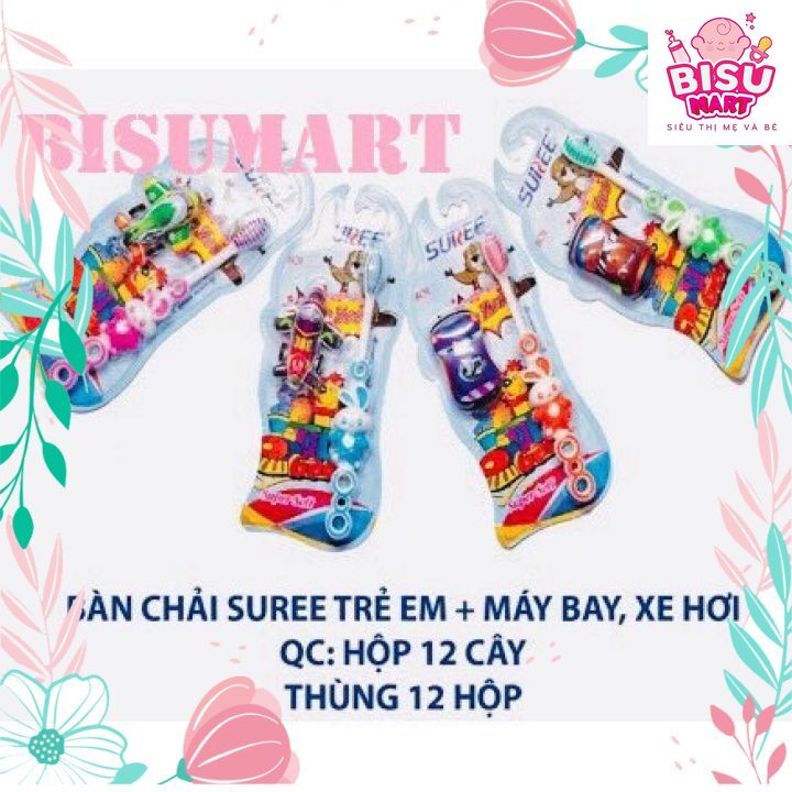 Bàn chải đánh răng cao cấp trẻ em suree tặng kèm đồ chơi