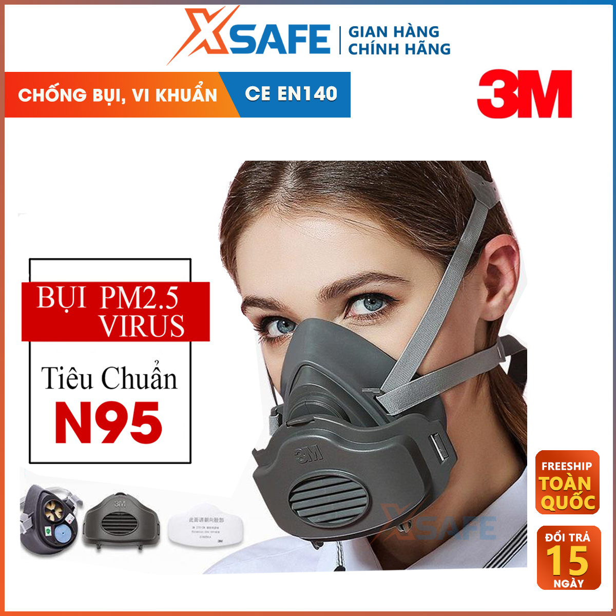 Mặt nạ phòng độc 3m 3200 mặt nạ chống độc chống bụi, chống khuẩn tiêu chuẩn n95
