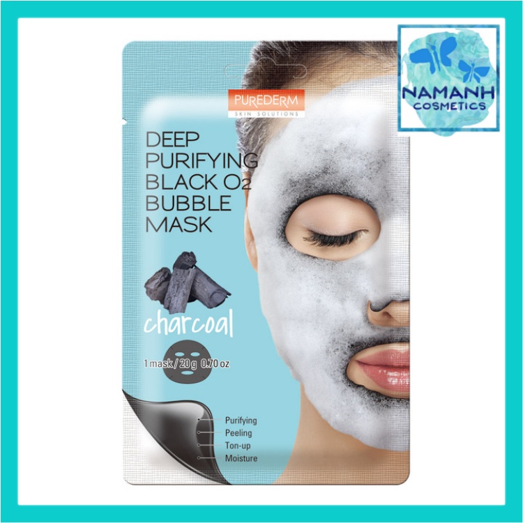 Set 5 Mặt nạ sủi bọt thải độc Purederm Deep Purifying Black O2 Bubble Mask