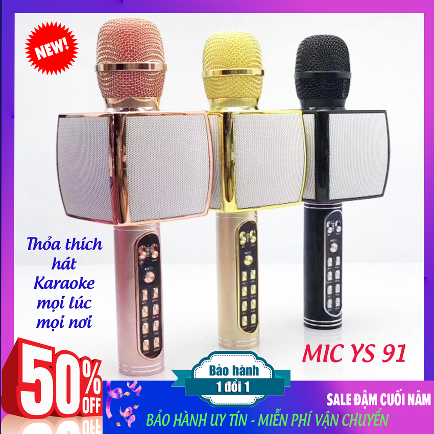 Micro Kèm Loa Bluetooth Karaoke YS-91 cao cấp - Thiết Kế Đẹp, Nhiều Màu Sắc Sang Chảnh, Âm Thanh Hay - Mic Hát Karaoke Hay Mua Ở Đâu, Mua Míc Kraoke Không Dây Ys91, Micro Karaoke Giá Rẻ - Bảo Hành 12 Tháng - More2Love
