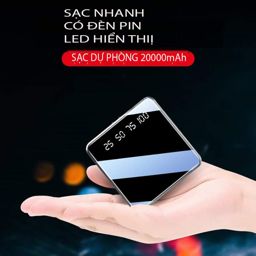 [HCM]SẠC DỰ PHÒNG MINI 20.000mAh + TẶNG KÈM CÁP SẠC -PIN SẠC DỰ PHÒNG - PIN DỰ PHÒNG - CỤC SẠC DỰ PHÒNG - SẠC DỰ PHÒNG 20000MAH MINI FULL ĐEN CAO CẤP