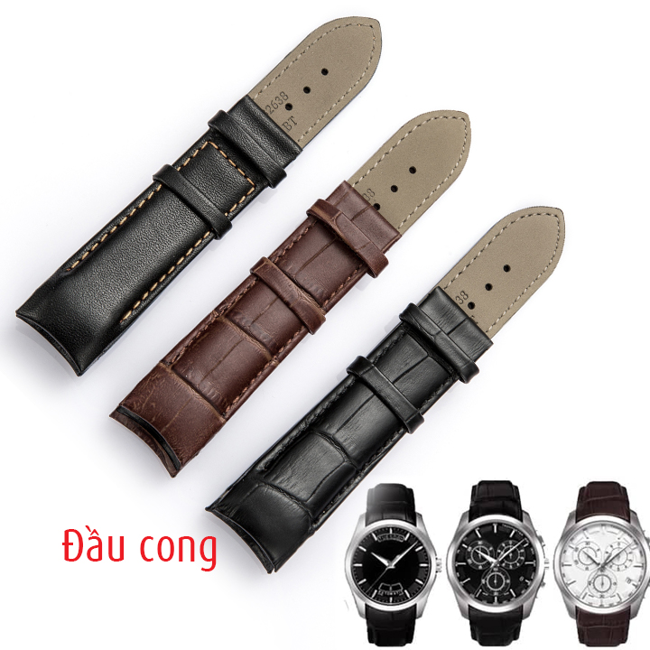 Dây đồng hồ da bò dập vân cá sấu đầu cong cho đồng hồ TS1853 - Không bao gồm khóa - Mã số: D1904