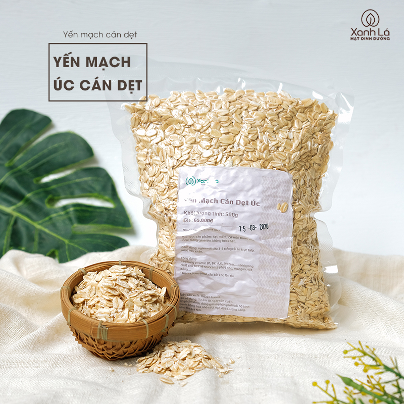 Yến Mạch Giảm Cân ăn liền, Nấu Cháo cho bé ăn dặm Cán Dẹt, chứng nhận VSATTP, Nhập Khẩu Úc Healthy nguyên chất Xanh Lá