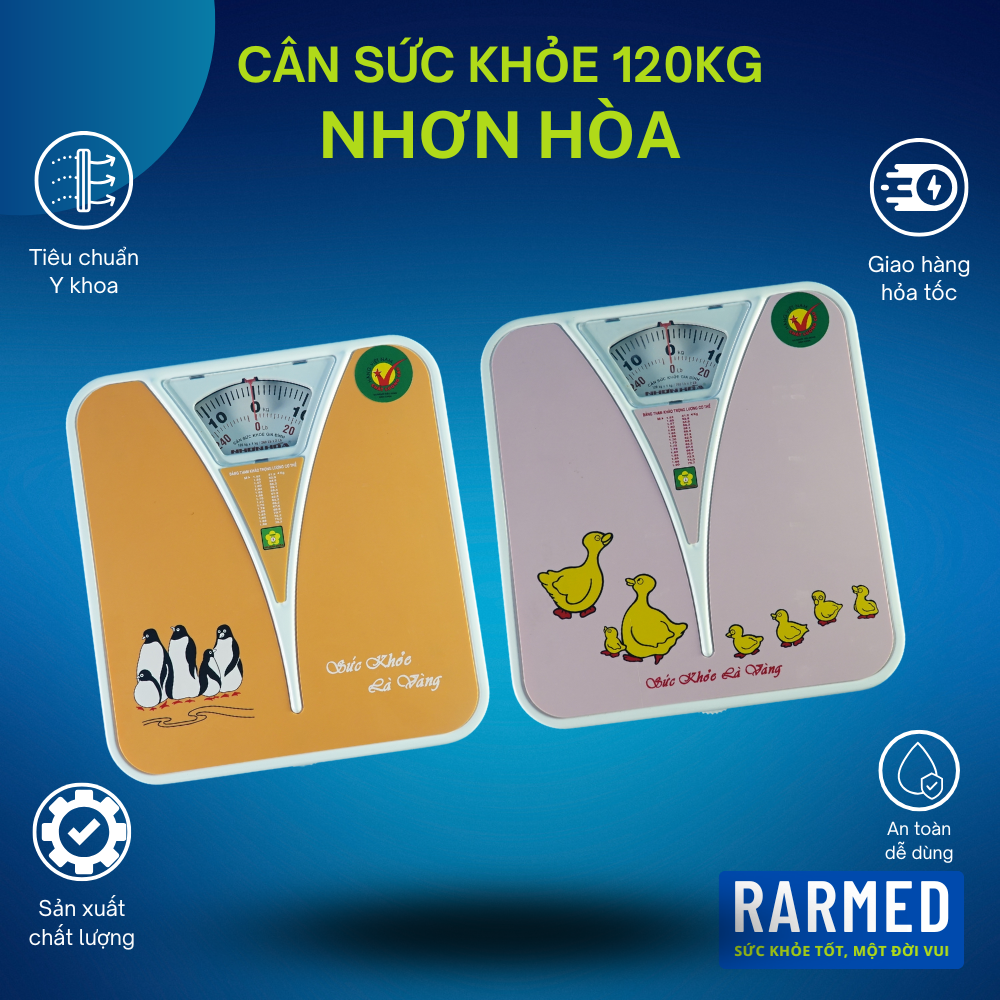 Cân sức khỏe 120kg Nhơn Hòa, cân sức khỏe cơ gia đình - Nhiều màu