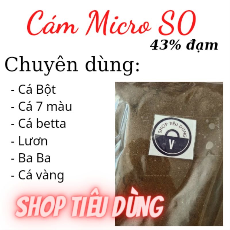 Thức ăn cho cá☽ 1 kg Cám MICRO S0 mịn 43 đạm thức ăn cho cá bột lươn 7 màu ba ba cá vàng ếch betta guppy baba micro