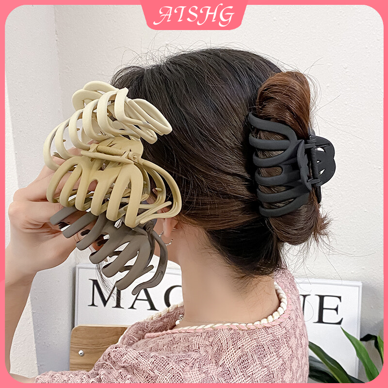 Aishg lớn tối mờ Keel Kẹp tóc Thời trang Hàn Quốc đơn giản và nhẹ tóc món