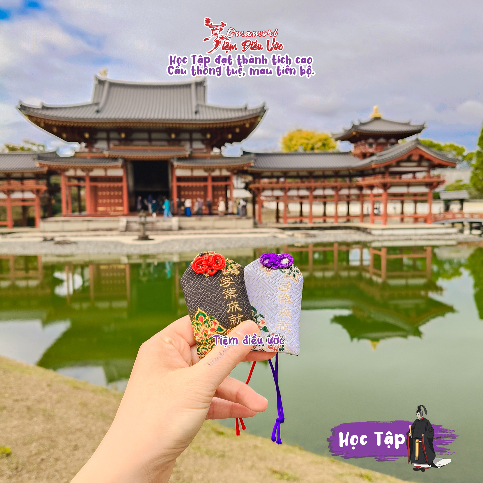 Hàng Nhật Omamori Học Tập Tiến bộ - Từ Chùa tại Kyoto, Nhật Bản - Hàng thật - Quà tặng ý nghĩa