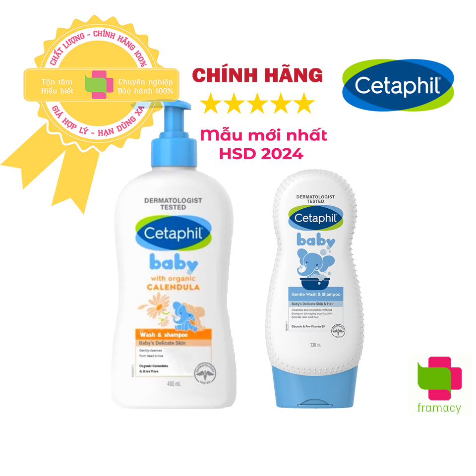 Sữa tắm gội toàn thân 2in1 Cetaphil Baby Wash & Shampoo, Úc (230ml/400ml) cho trẻ từ sơ sinh đến dưới 6 tuổi